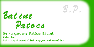 balint patocs business card